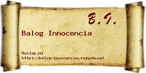 Balog Innocencia névjegykártya